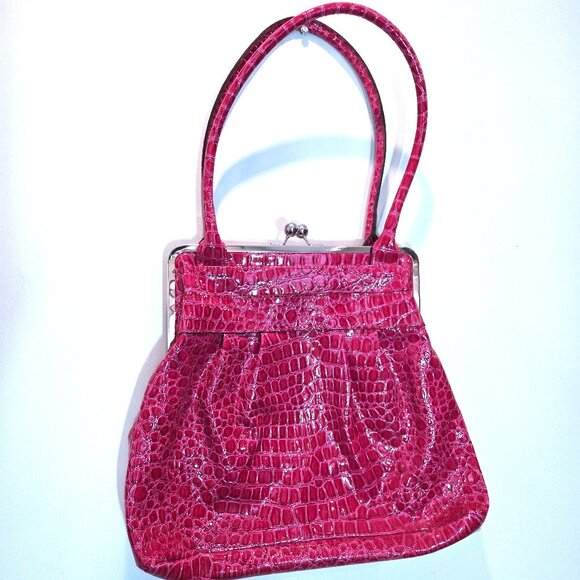 Bueno Raspberry Pink Mock Croc Purse - Picture 2 of 4